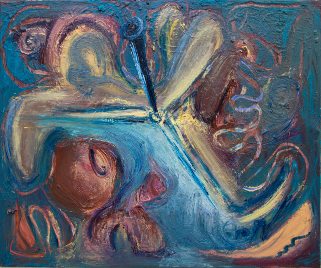 Rock around the Clock, 2017, Öl auf Nessel, 1,20 x 1,00 m