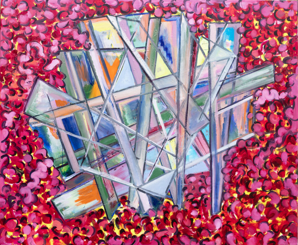 Ulrike Muenchhoff; Ulrike Münchhoff; painting; Shards/Splitter magenta, Öl auf Nessel, 2021/22, 2,30 m x 1,90 m