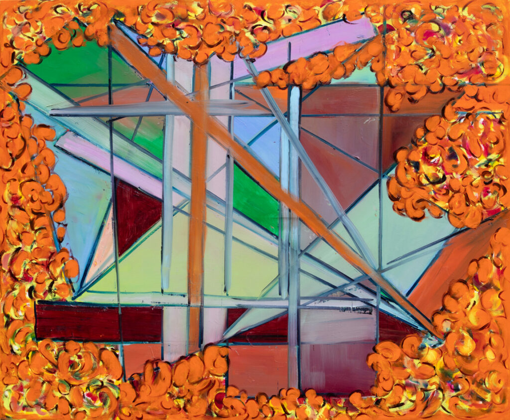 Shards/Splitter orange, Öl auf Nessel, 2021, 2,30 m x 1,90 m Ulrike Muenchhoff; Ulrike Münchhoff
